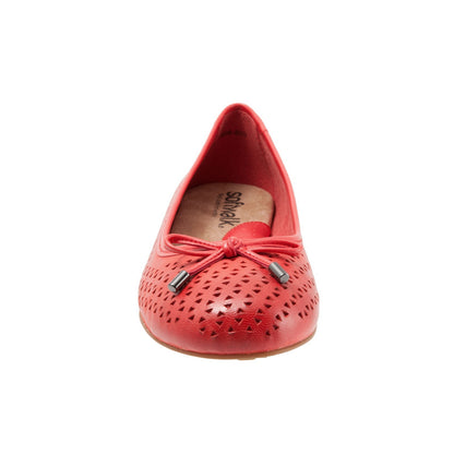 Softwalk Napa Laser S1806-600 Womens Red Leather Slip On Ballet Flats Shoes