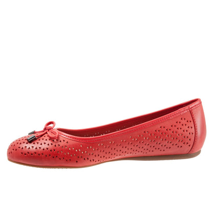 Softwalk Napa Laser S1806-600 Womens Red Leather Slip On Ballet Flats Shoes