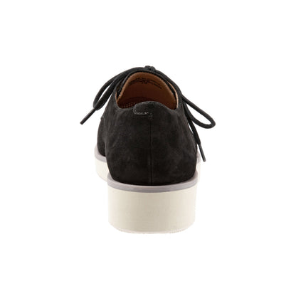 Softwalk Willis S1811-004 Womens Black Leather Lace Up Oxford Flats Shoes
