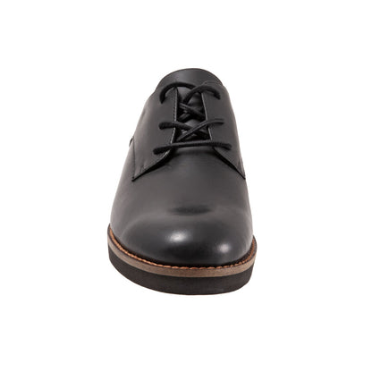Softwalk Willis S1811-008 Womens Black Narrow Leather Oxford Flats Shoes