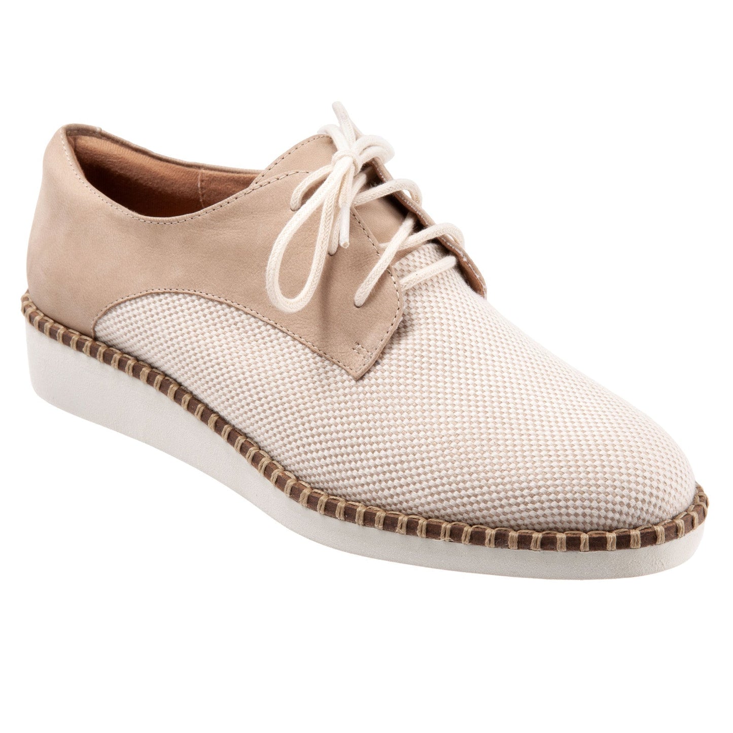 Softwalk Willis S1811-294 Womens Beige Narrow Leather Oxford Flats Shoes
