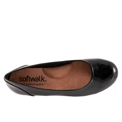 Softwalk Sonoma S1862-005 Womens Black Leather Slip On Ballet Flats Shoes