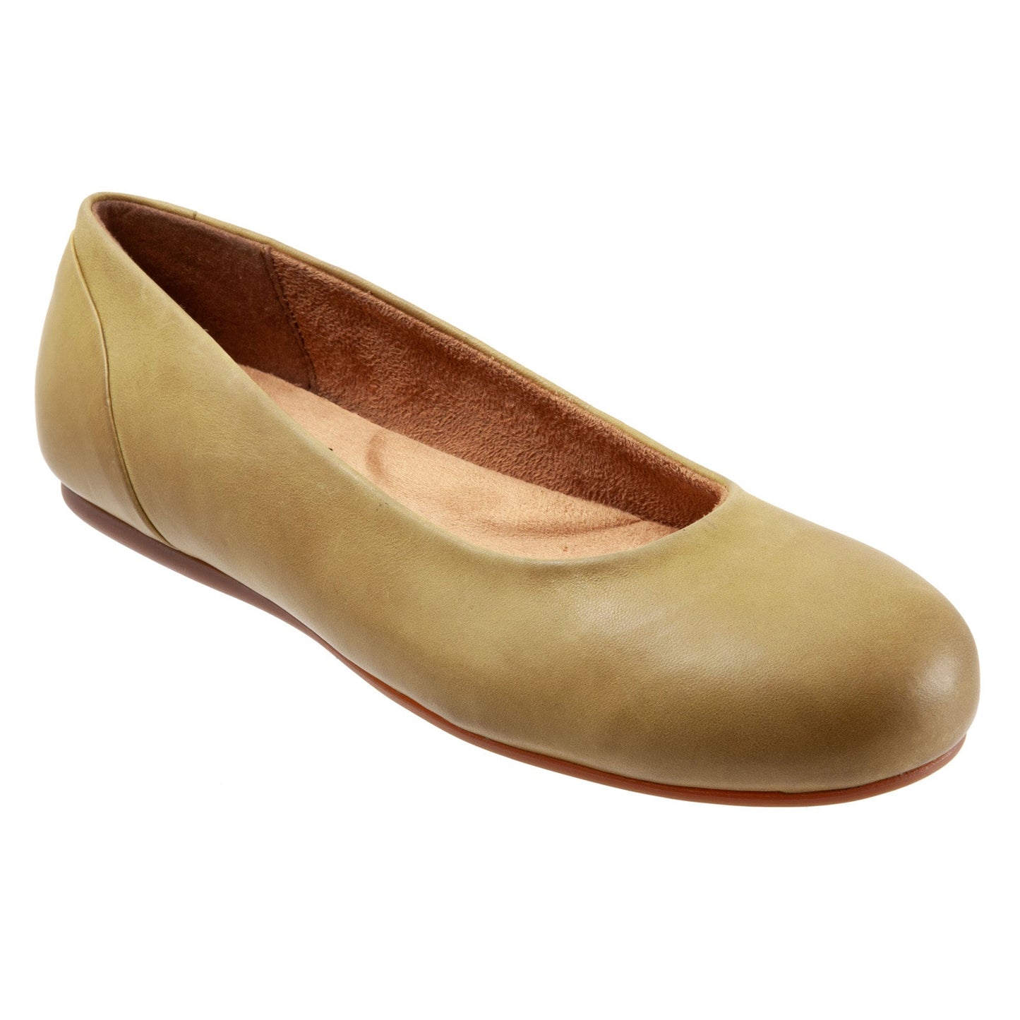 Softwalk Sonoma S1862-322 Womens Green Leather Slip On Ballet Flats Shoes