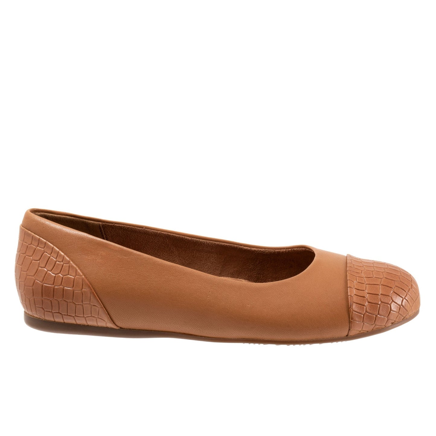 Softwalk Sonoma Cap Toe S1907-256 Womens Brown Narrow Ballet Flats Shoes