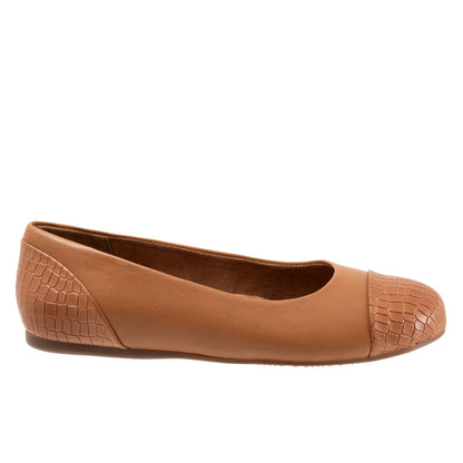 Softwalk Sonoma Cap Toe S1907-256 Womens Brown Narrow Ballet Flats Shoes
