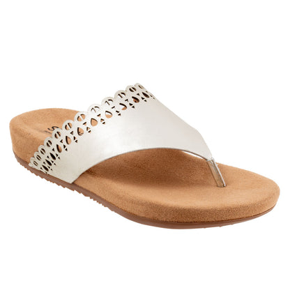 Softwalk Bethany S2203-731 Womens Silver Leather Thong Sandals Shoes