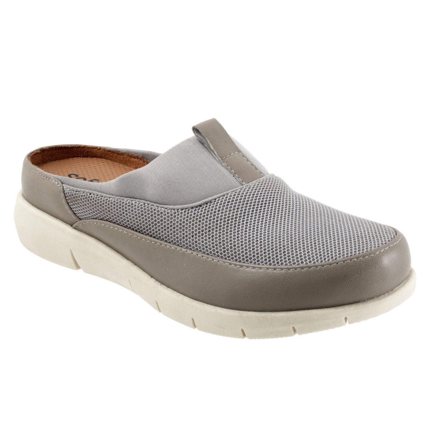 Softwalk Aberdeen Sport S2300-058 Womens Gray Leather Clog Flats Shoes