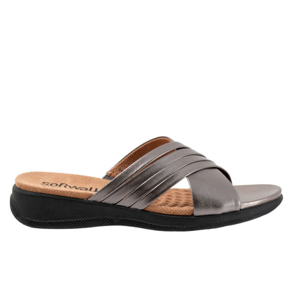 SoftWalk Tillman 5.0 S2321-043 Womens Sliver Leather Slides Sandals Shoes