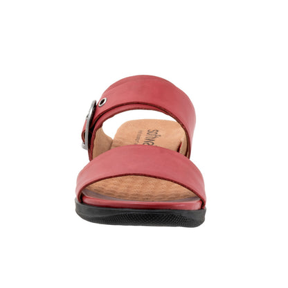 Softwalk Toki S2322-601 Womens Red Extra Wide Leather Slides Sandals Shoes