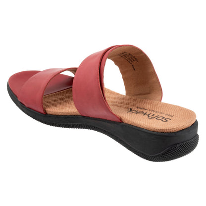 Softwalk Toki S2322-601 Womens Red Extra Wide Leather Slides Sandals Shoes