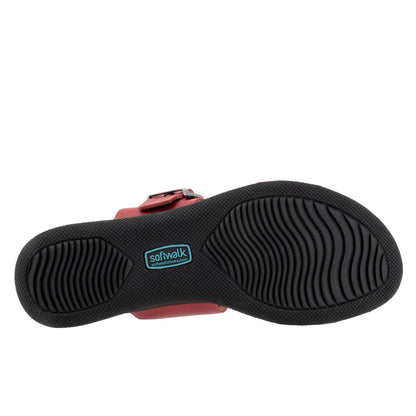Softwalk Toki S2322-601 Womens Red Extra Wide Leather Slides Sandals Shoes