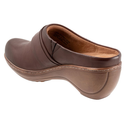 Softwalk Macintyre S2361-200 Womens Brown Leather Slip On Clog Flats Shoes