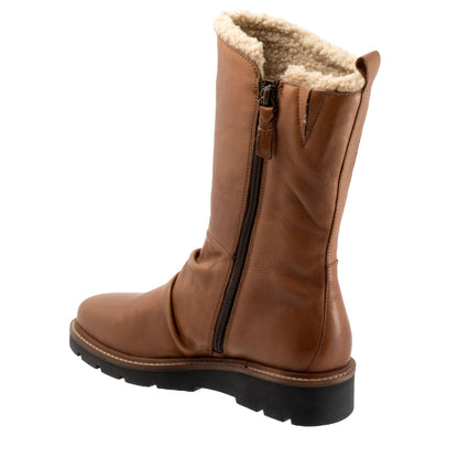 Softwalk Warner S2371-215 Womens Brown Leather Zipper Casual Dress Boots