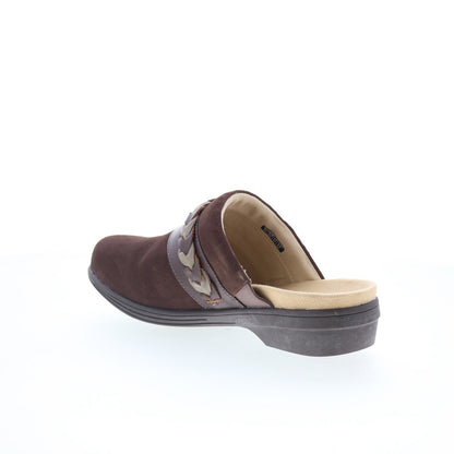 Spenco Topanga Clog SP1097FFR Womens Brown Suede Slip On Clog Flats Shoes