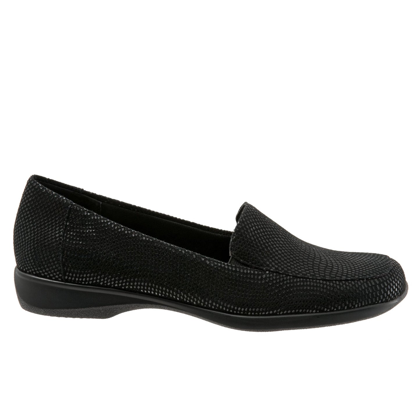 Trotters Jenn Mini T1365-004 Womens Black Narrow Leather Loafer Flats Shoes