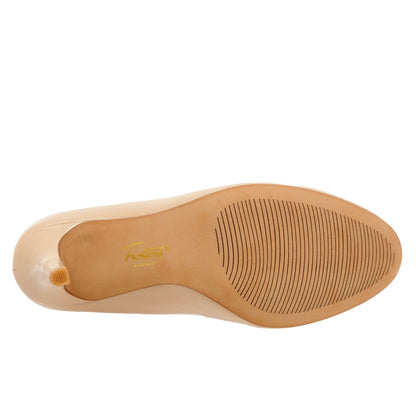 Trotters Gigi T1505-130 Womens Beige Narrow Leather Pumps Heels Shoes