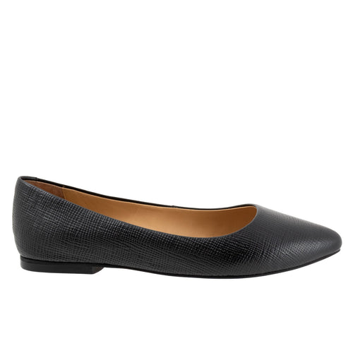 Trotters Estee T1556-057 Womens Black Leather Slip On Loafer Flats Shoes