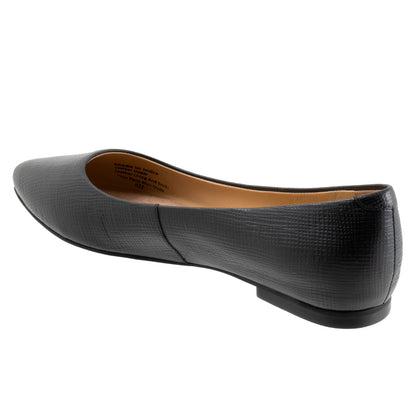Trotters Estee T1556-057 Womens Black Leather Slip On Loafer Flats Shoes