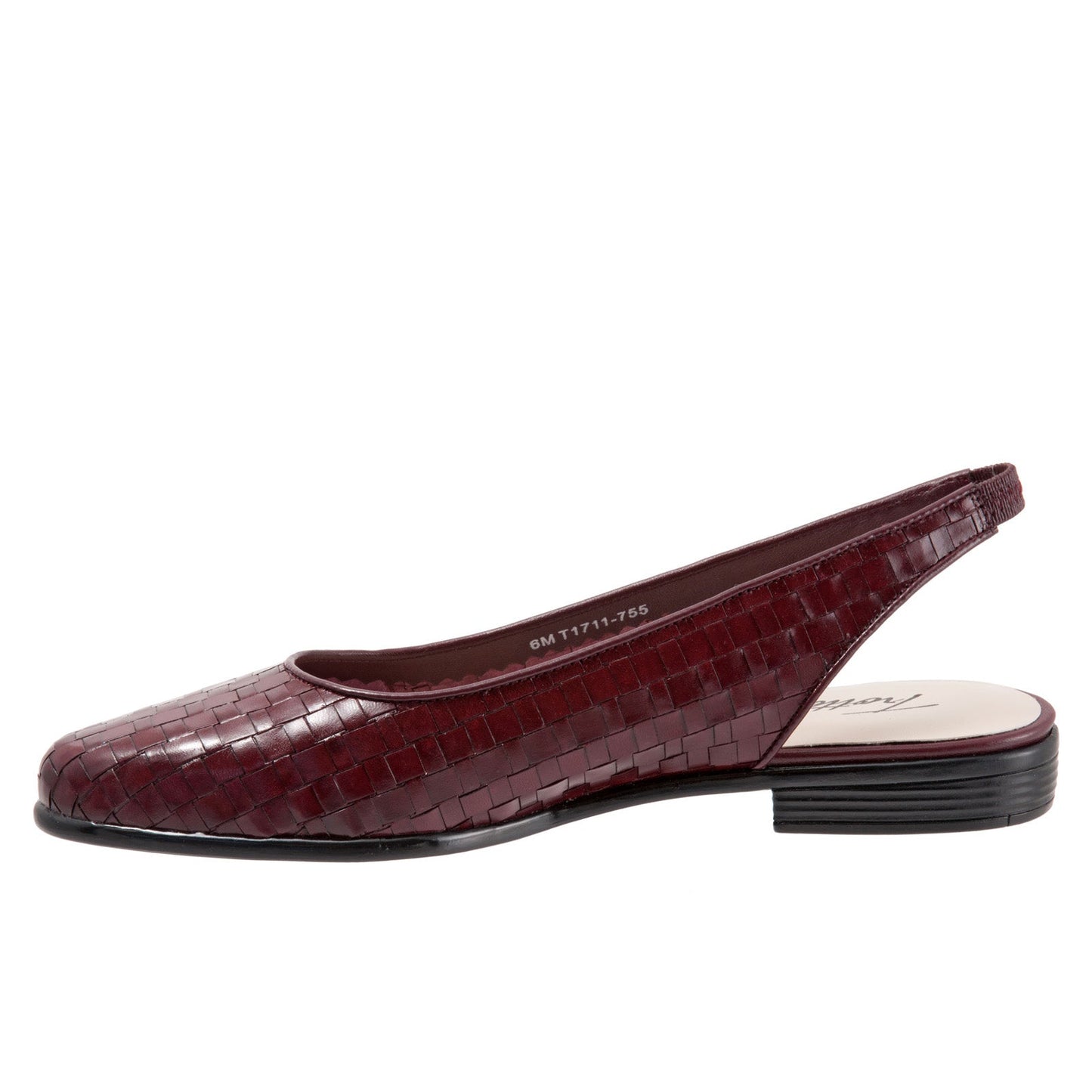 Trotters Lucy T1711-755 Womens Burgundy Leather Slingback Flats Shoes