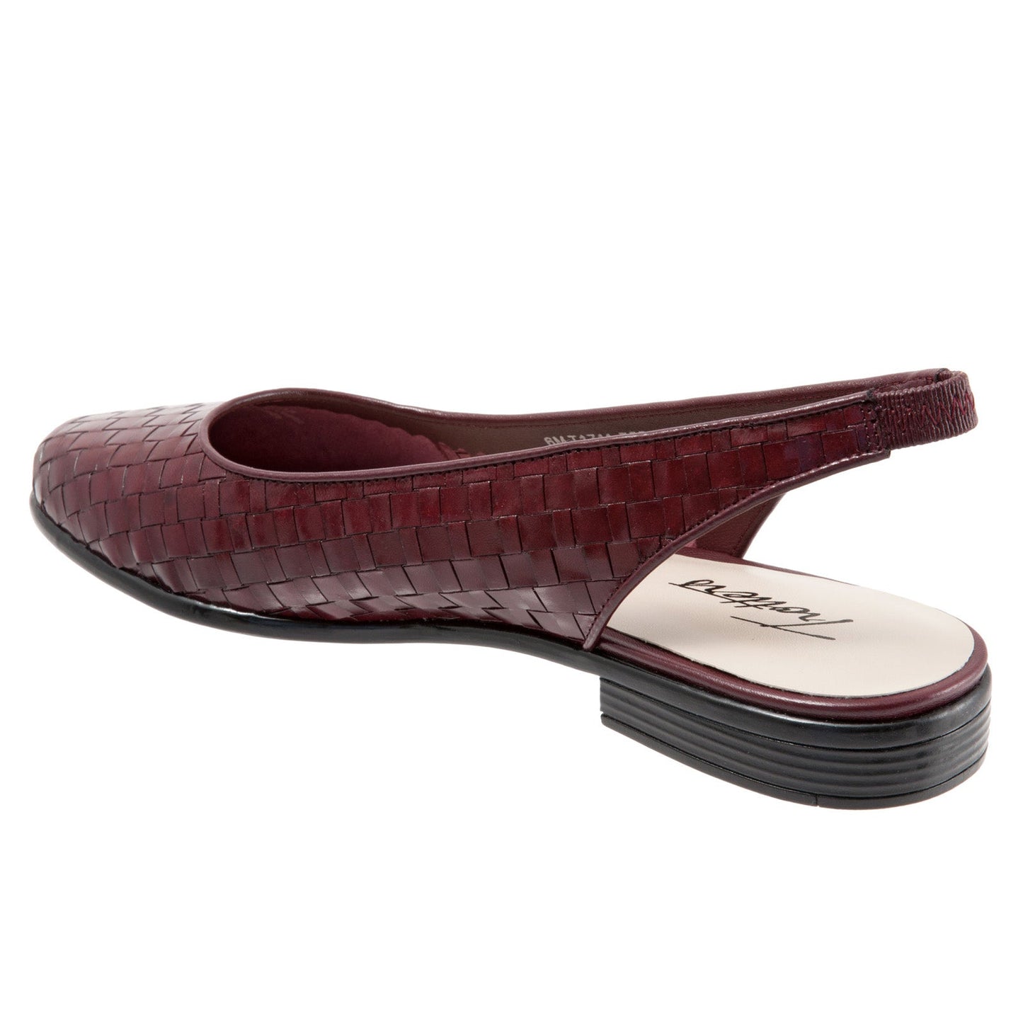 Trotters Lucy T1711-755 Womens Burgundy Leather Slingback Flats Shoes