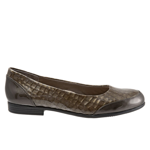 Trotters Arnello T1751-064 Womens Gray Narrow Leather Loafer Flats Shoes