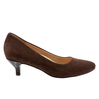 Trotters Kiera T1805-203 Womens Brown Extra Wide Suede Pumps Heels Shoes