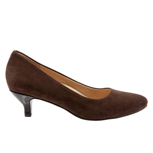 Trotters Kiera T1805-203 Womens Brown Extra Wide Suede Pumps Heels Shoes