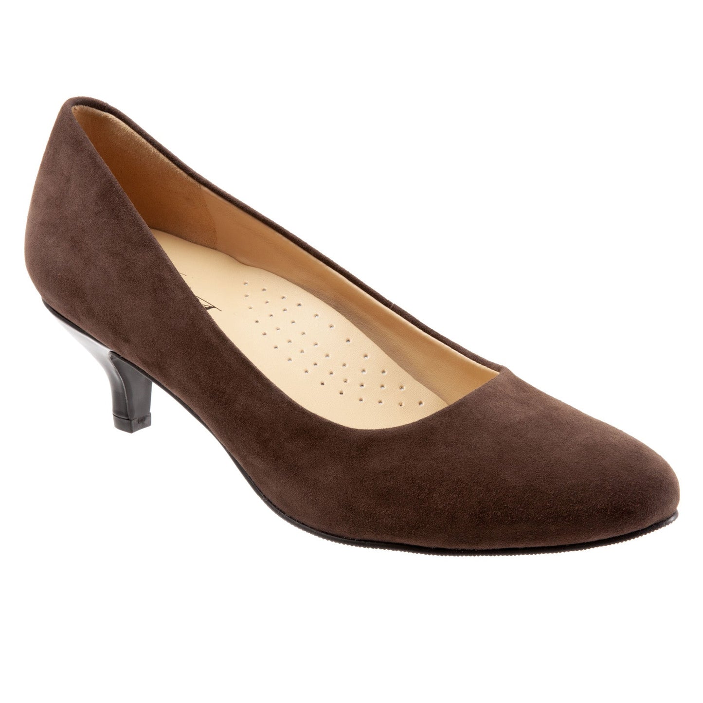 Trotters Kiera T1805-203 Womens Brown Extra Wide Suede Pumps Heels Shoes