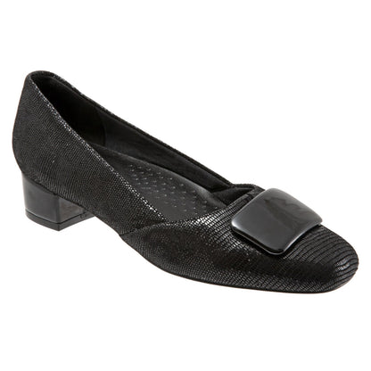 Trotters Delse T1852-008 Womens Black Narrow Leather Pumps Heels Shoes