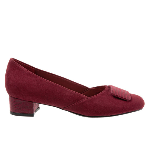 Trotters Delse T1852-601 Womens Red Suede Slip On Pumps Heels Shoes