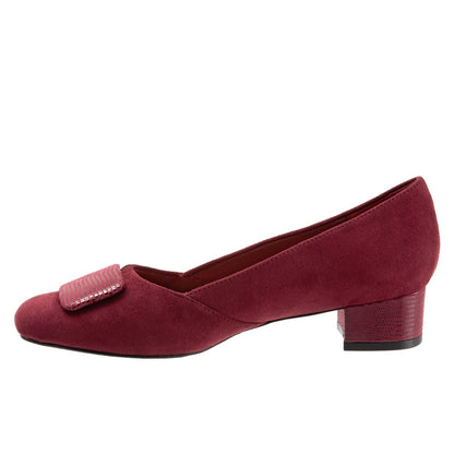 Trotters Delse T1852-601 Womens Red Suede Slip On Pumps Heels Shoes