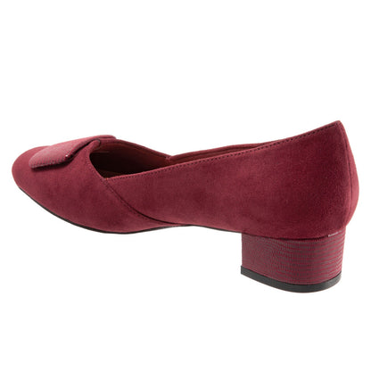 Trotters Delse T1852-601 Womens Red Suede Slip On Pumps Heels Shoes
