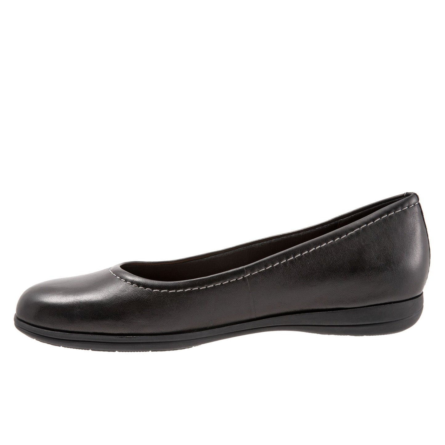 Trotters Darcey T1904-001 Womens Black Leather Slip On Ballet Flats Shoes