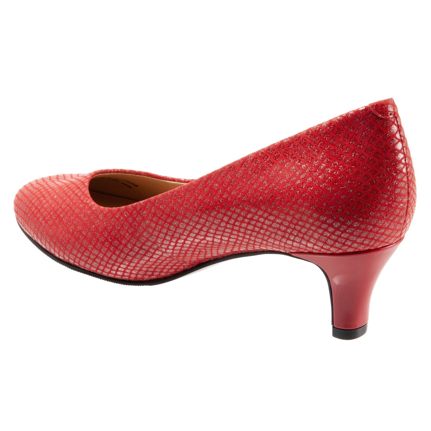 Trotters Fab T1905-600 Womens Red Wide Leather Slip On Pumps Heels Shoes
