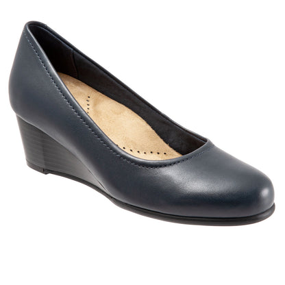 Trotters Winnie T1965-400 Womens Blue Narrow Leather Pumps Heels Shoes