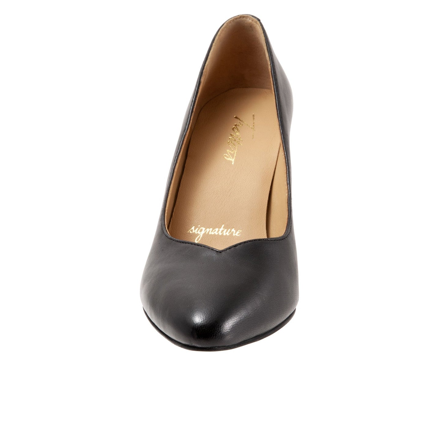 Trotters Angie T2050-001 Womens Black Leather Slip On Pumps Heels Shoes