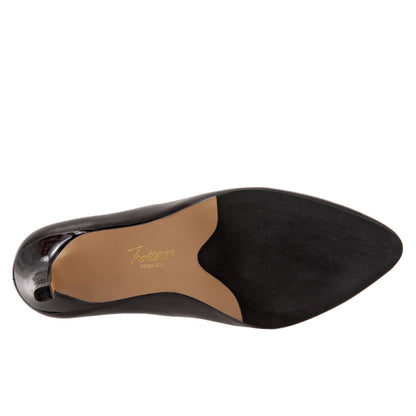 Trotters Angie T2050-001 Womens Black Leather Slip On Pumps Heels Shoes