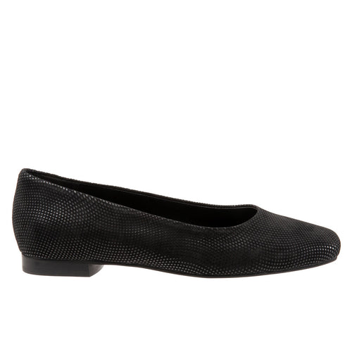 Trotters Honor T2057-004 Womens Black Leather Slip On Ballet Flats Shoes