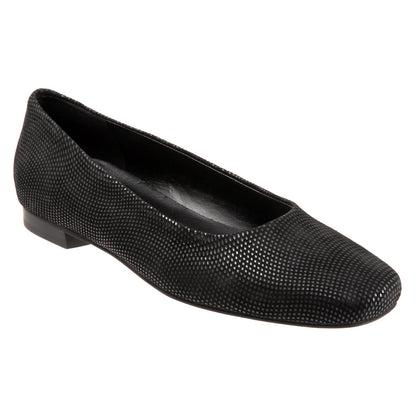 Trotters Honor T2057-004 Womens Black Leather Slip On Ballet Flats Shoes