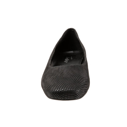 Trotters Honor T2057-004 Womens Black Leather Slip On Ballet Flats Shoes