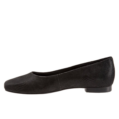 Trotters Honor T2057-004 Womens Black Leather Slip On Ballet Flats Shoes