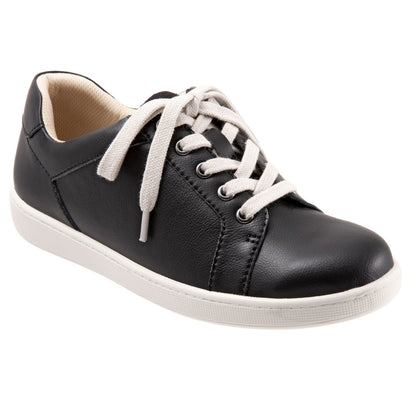 Trotters Adore T2117-001 Womens Black Leather Lace Up Lifestyle Sneakers Shoes