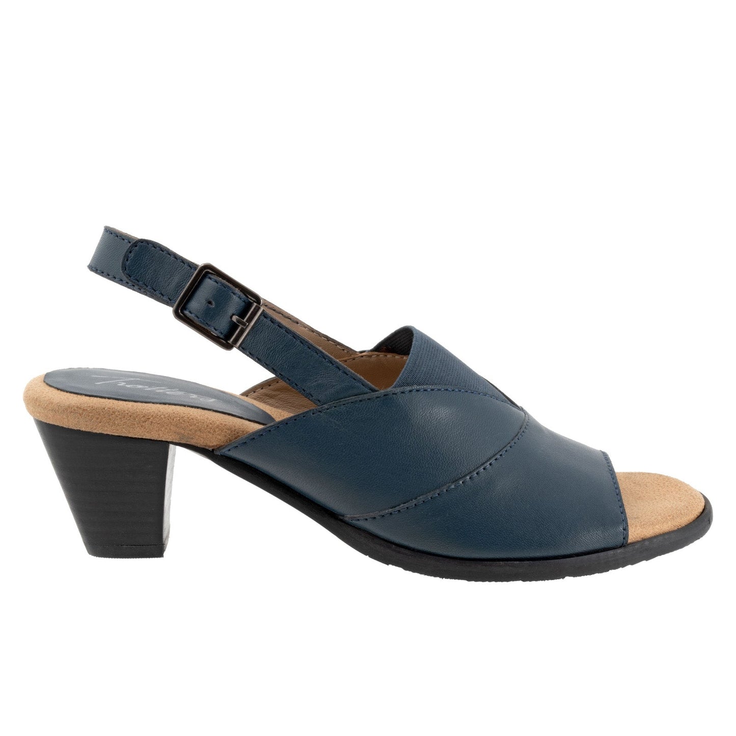Trotters Mavis T2206-400 Womens Blue Narrow Leather Heeled Sandals Shoes