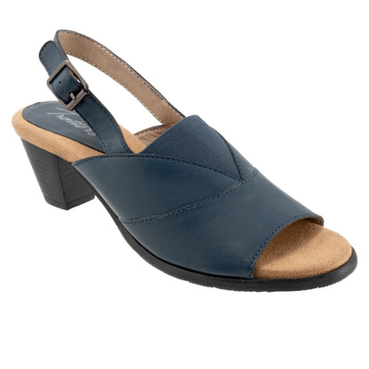 Trotters Mavis T2206-400 Womens Blue Narrow Leather Heeled Sandals Shoes