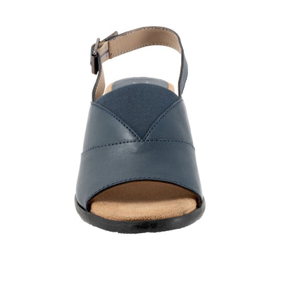 Trotters Mavis T2206-400 Womens Blue Narrow Leather Heeled Sandals Shoes