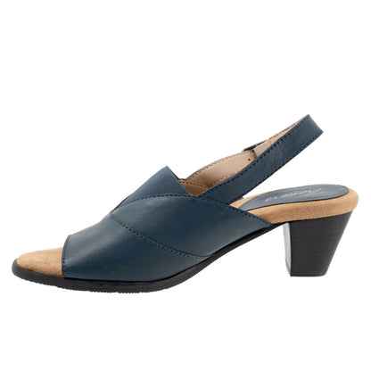 Trotters Mavis T2206-400 Womens Blue Narrow Leather Heeled Sandals Shoes
