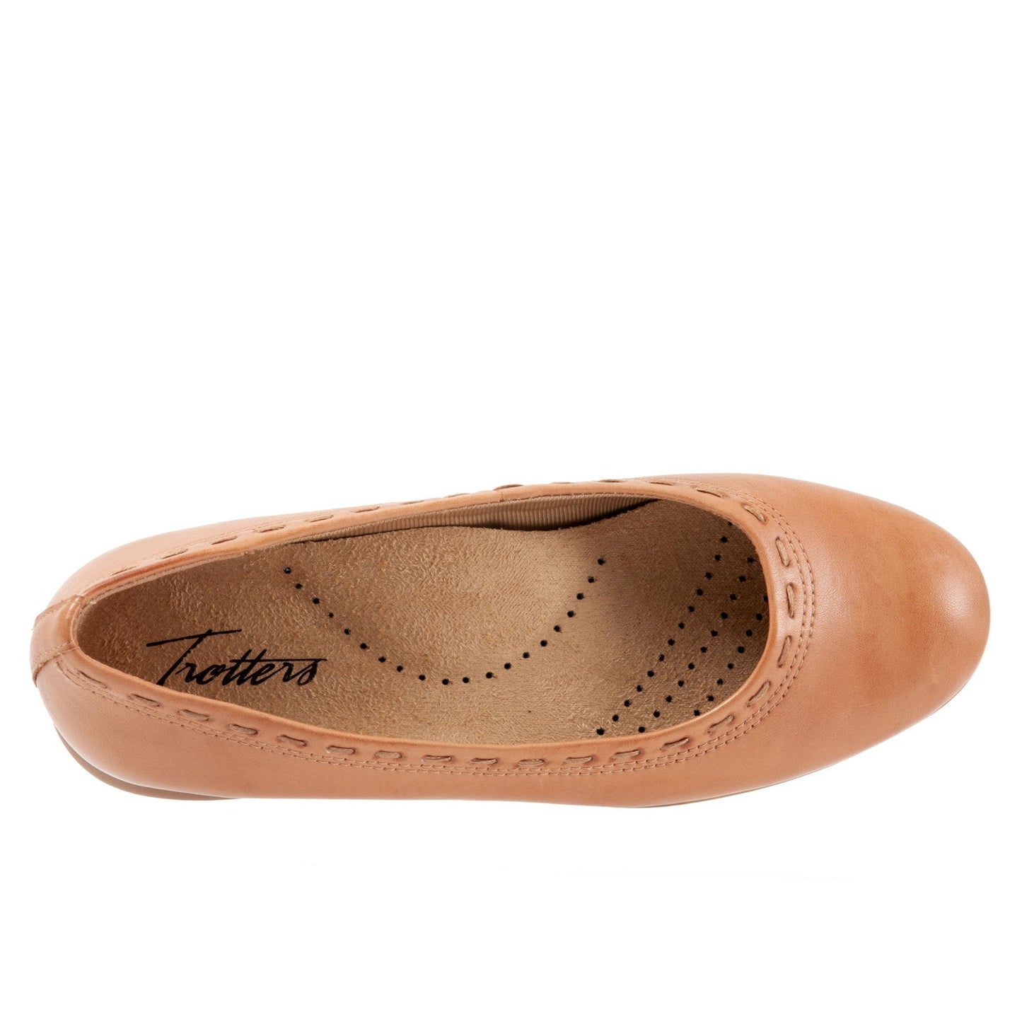 Trotters Dixie T2217-215 Womens Brown Narrow Leather Ballet Flats Shoes