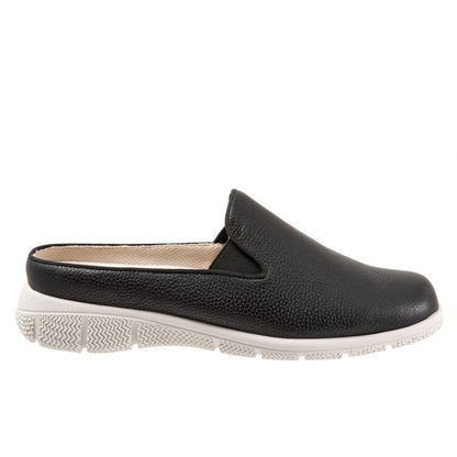 Trotters Uma T2238-001 Womens Black Leather Slip On Mule Flats Shoes