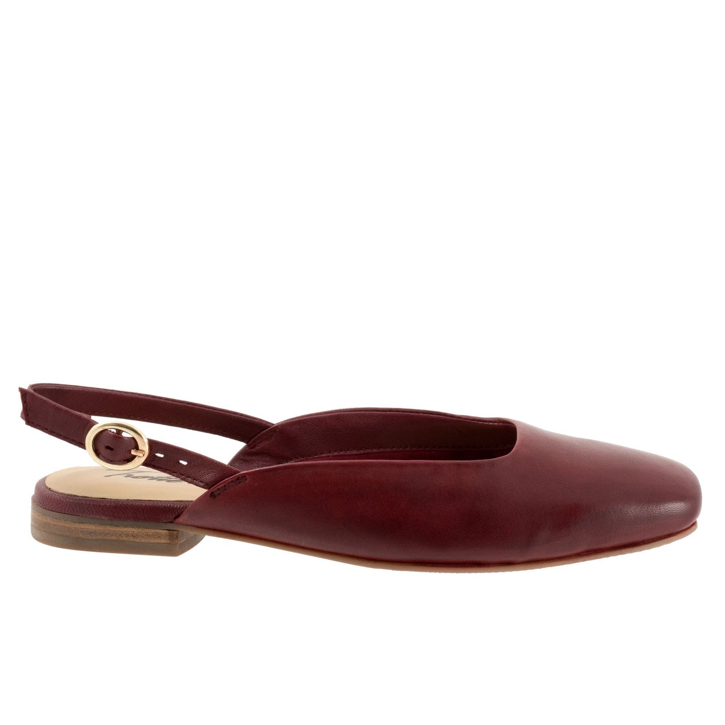 Trotters Holly T2307-642 Womens Red Leather Hook & Loop Slingback Flats Shoes