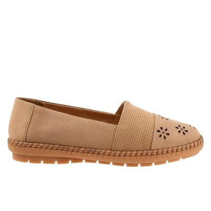 Trotters Ruby Perf T2320-236 Womens Brown Nubuck Slip On Loafer Flats Shoes